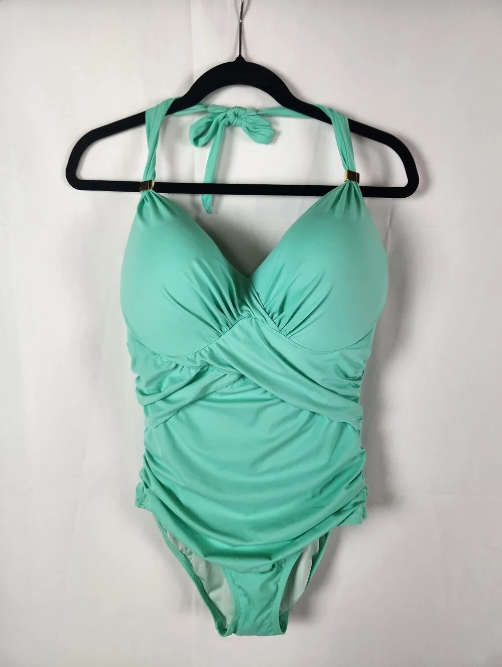 Victoria's Secret Unforgettable One Piece Swimsuit Mint Aqua 38DD NWOT Halter